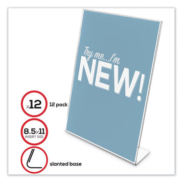 deflecto® Classic Image Slanted Sign Holder, 8 1-2" X 11", Clear Frame, 12-pack freeshipping - TVN Wholesale